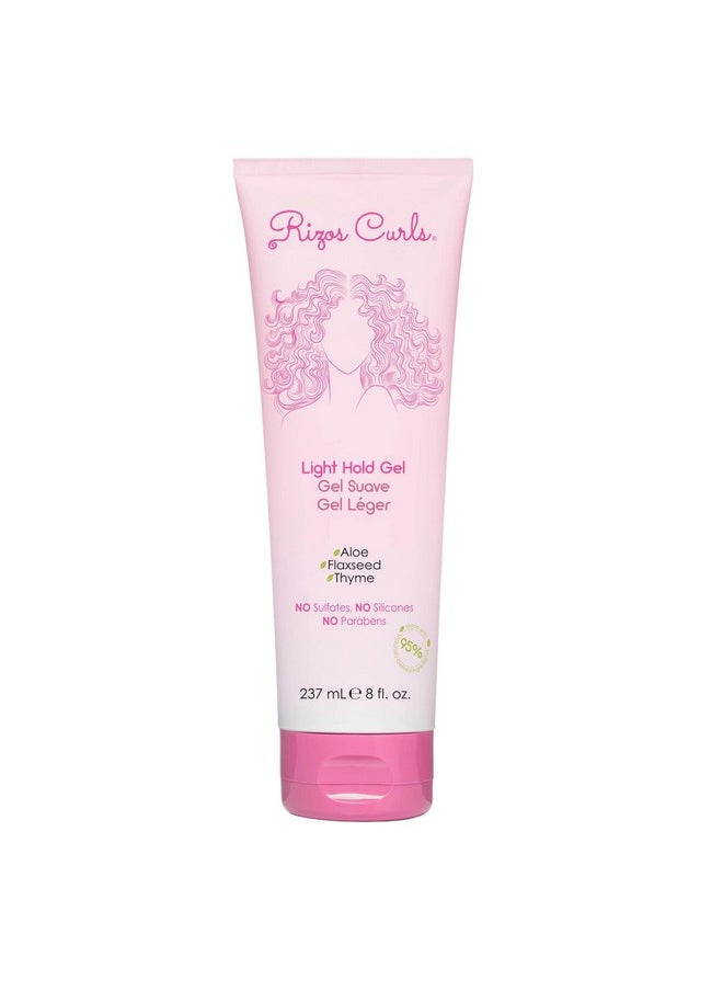 Rizos Curls Light Hold Gel, Defines with Flexible Hold, Flake-Free and Frizz-Free Voluminous Curls, Moisturize and Combat Humidity with Aloe Vera & Flaxseed, For All Curl Patterns 2a - 4c, 8 oz
