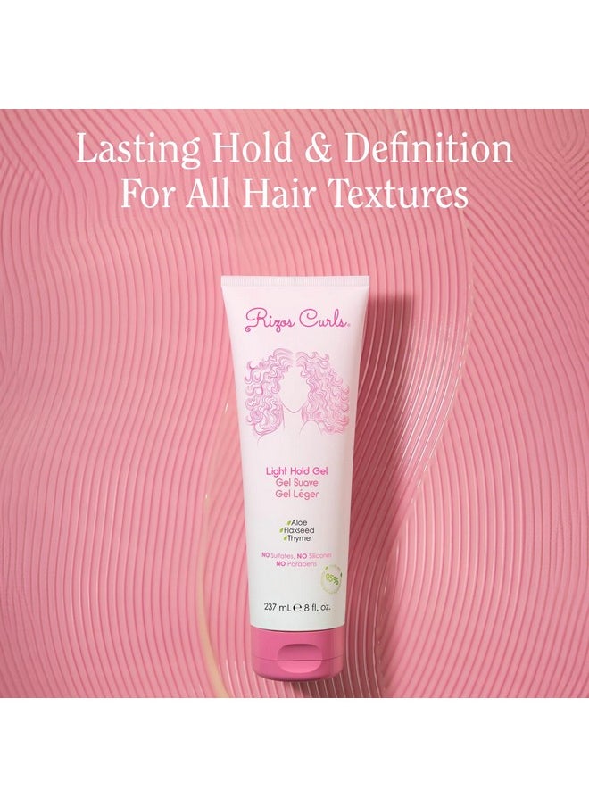 Rizos Curls Light Hold Gel, Defines with Flexible Hold, Flake-Free and Frizz-Free Voluminous Curls, Moisturize and Combat Humidity with Aloe Vera & Flaxseed, For All Curl Patterns 2a - 4c, 8 oz