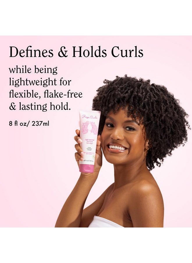 Rizos Curls Light Hold Gel, Defines with Flexible Hold, Flake-Free and Frizz-Free Voluminous Curls, Moisturize and Combat Humidity with Aloe Vera & Flaxseed, For All Curl Patterns 2a - 4c, 8 oz