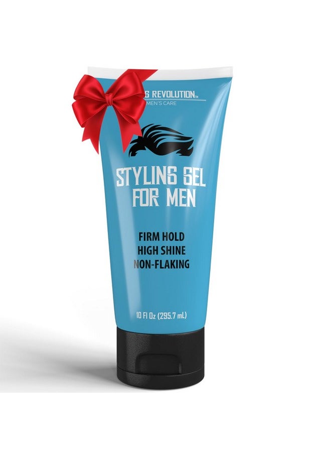 Hair Gel for Men Strong Hold - Mens Hair Gel Extra Strength - Styling Gel for Hair Clear Hair Gel - Firm Hold Gel Hair High Shine Non-Flaking Curly Hair Gel (10oz)