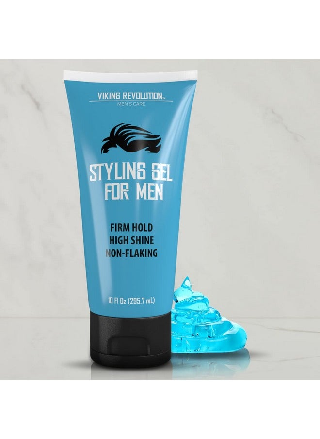 Hair Gel for Men Strong Hold - Mens Hair Gel Extra Strength - Styling Gel for Hair Clear Hair Gel - Firm Hold Gel Hair High Shine Non-Flaking Curly Hair Gel (10oz)