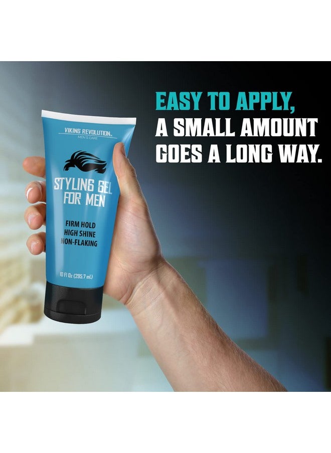 Hair Gel for Men Strong Hold - Mens Hair Gel Extra Strength - Styling Gel for Hair Clear Hair Gel - Firm Hold Gel Hair High Shine Non-Flaking Curly Hair Gel (10oz)