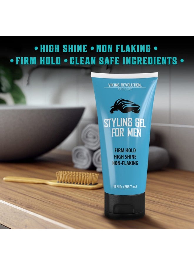 Hair Gel for Men Strong Hold - Mens Hair Gel Extra Strength - Styling Gel for Hair Clear Hair Gel - Firm Hold Gel Hair High Shine Non-Flaking Curly Hair Gel (10oz)
