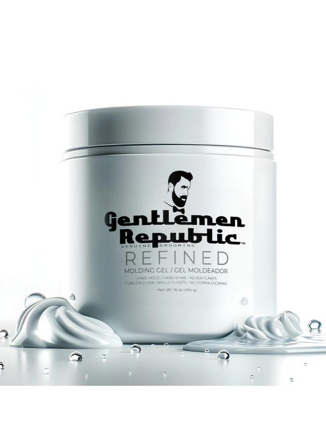 Gentlemen Republic 16oz Refined Hair Gel for Men - Premium Men's Hair Styling Product, 24 Hour High Hold & Shine. No Beeswax, Alcohol, or Parabens, Humidity Resistant