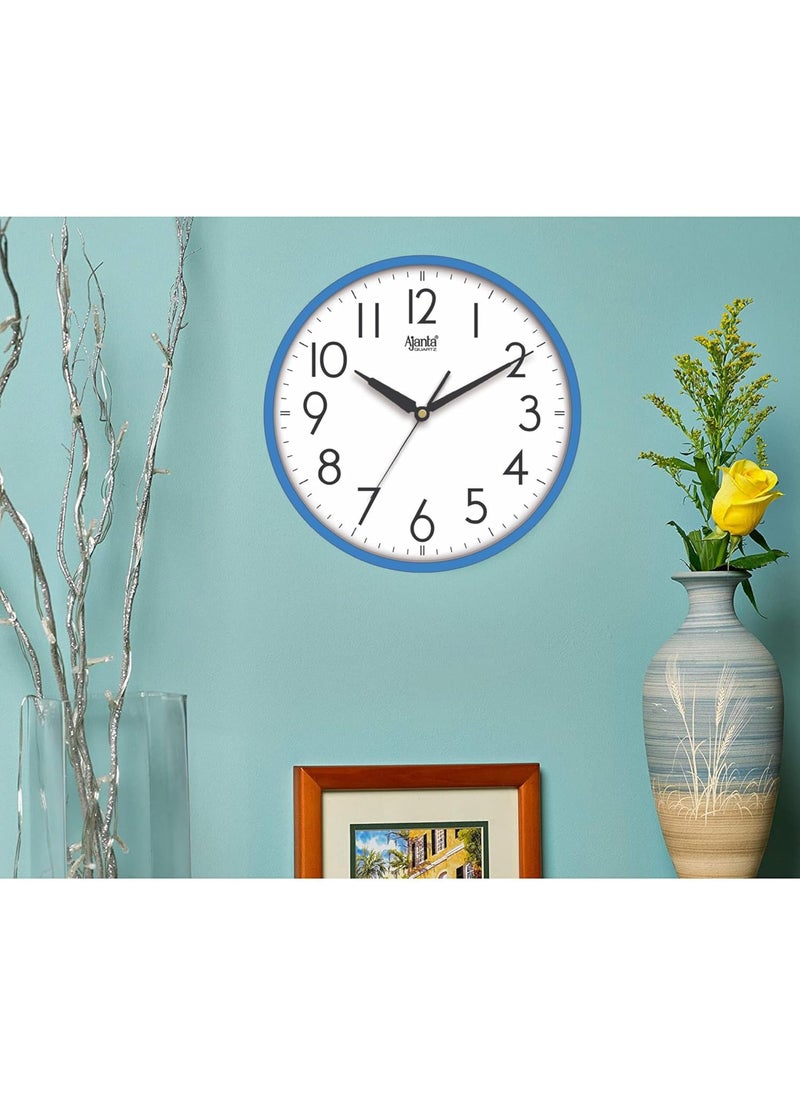 Ajanta Wall Clock for Living Room, Wall Clock for Home 12 Inches Wall Clock for Bedroom (Blue, 30 x 30 x 4 cm)