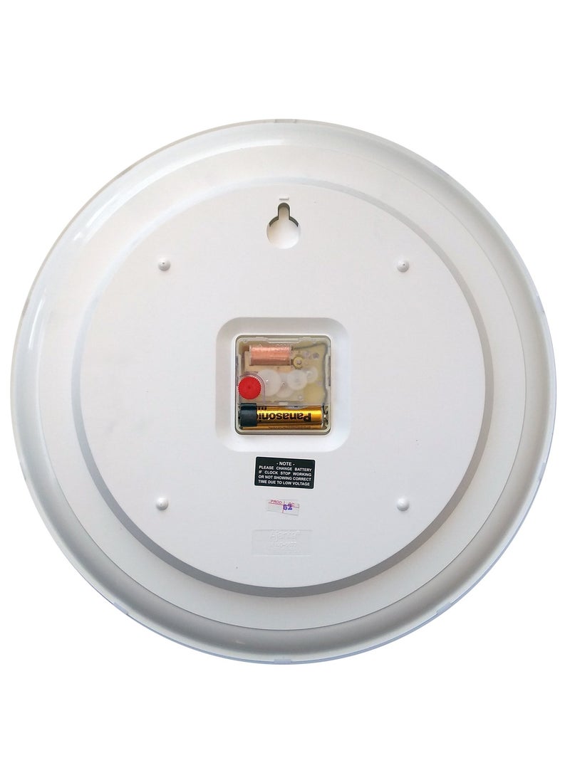 Ajanta Plastic Wall Clock (33.8 cm x 33.8 cm x 4.5 cm, White), Abstract