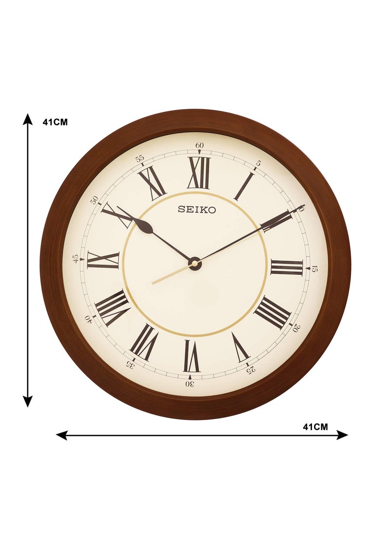 SEIKO Plastic Wall Clock (Brown, 41 cm x 41 cm x 5 cm, QXA598AN)