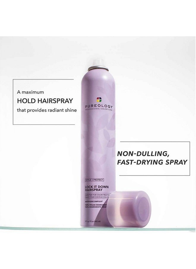 Pureology Style + Protect Lock It Down Hairspray for Color-Treated Hair, Maximum Hold, 11 Ounce
