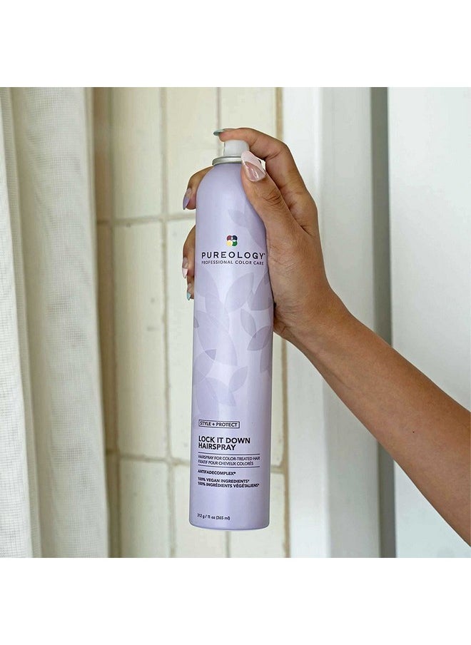 Pureology Style + Protect Lock It Down Hairspray for Color-Treated Hair, Maximum Hold, 11 Ounce