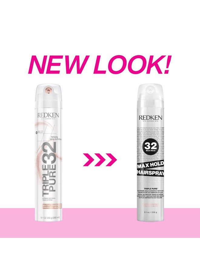 Redken Max Hold Neutral Hairspray 32 | Extreme Maximum High Hold Hairspray | Long-Lasting Lift & Frizz Control | For All Hair Types | Neutral Fragrance