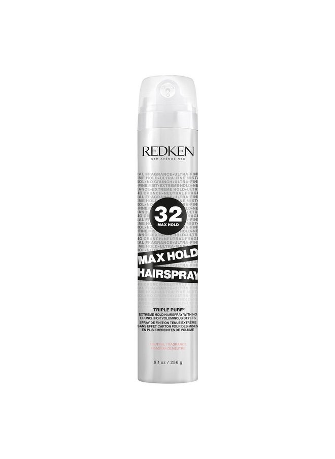 Redken Max Hold Neutral Hairspray 32 | Extreme Maximum High Hold Hairspray | Long-Lasting Lift & Frizz Control | For All Hair Types | Neutral Fragrance