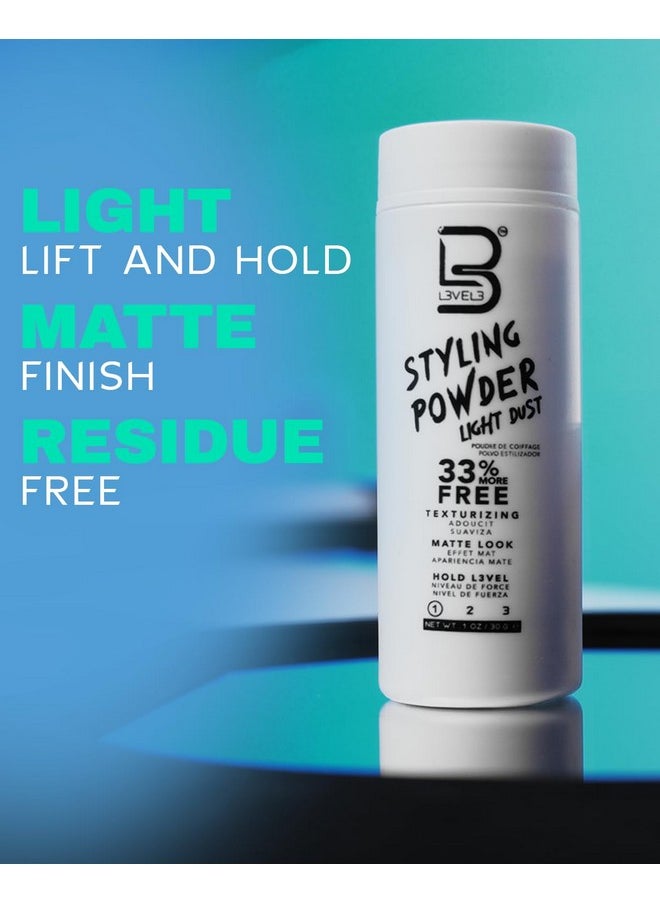 L3 Level 3 Light Hold Styling Powder - Natural Matte Hairstyle - Texturizing and Volumizing (30 Grams)