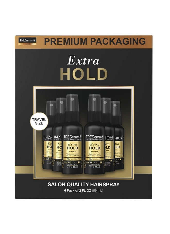 TRESemme Hairspray, Travel-Size, Extra Hold, Non-Aerosol Value Pack - 24-Hour Frizz Control Hair Care, Anti-Humidity Spray for Hair, Styling Products, Moisturizing Hair Spray, 2 Oz (Pack of 6)