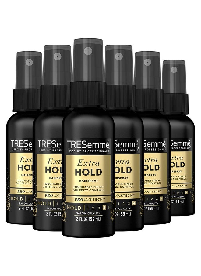 TRESemme Hairspray, Travel-Size, Extra Hold, Non-Aerosol Value Pack - 24-Hour Frizz Control Hair Care, Anti-Humidity Spray for Hair, Styling Products, Moisturizing Hair Spray, 2 Oz (Pack of 6)