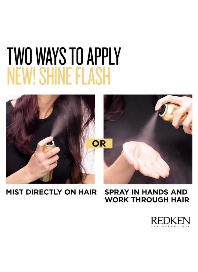 Redken Shine Flash 02 Glistening Mist | For All Hair Types | Instantly Adds Shine | Citrus Fragrance | 4.4 Oz