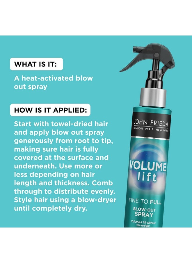 John Frieda Volume Lift Blow-Out Spray Safe for Color-Treated & Fine Hair, 4 Ounces, Root Booster Volumizing Spray with Air-Silk Technology (Packaging May Vary)