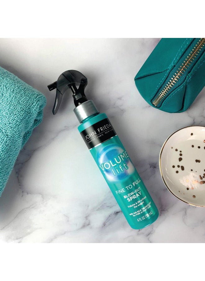 John Frieda Volume Lift Blow-Out Spray Safe for Color-Treated & Fine Hair, 4 Ounces, Root Booster Volumizing Spray with Air-Silk Technology (Packaging May Vary)