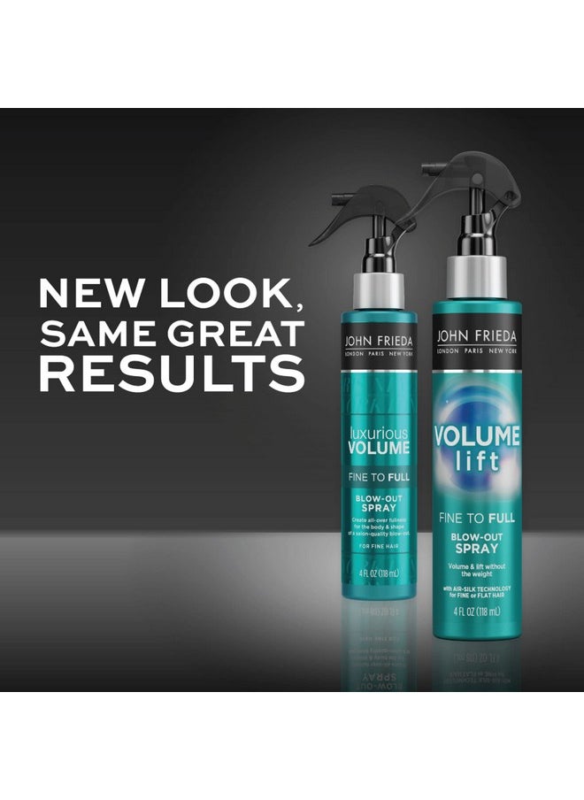 John Frieda Volume Lift Blow-Out Spray Safe for Color-Treated & Fine Hair, 4 Ounces, Root Booster Volumizing Spray with Air-Silk Technology (Packaging May Vary)