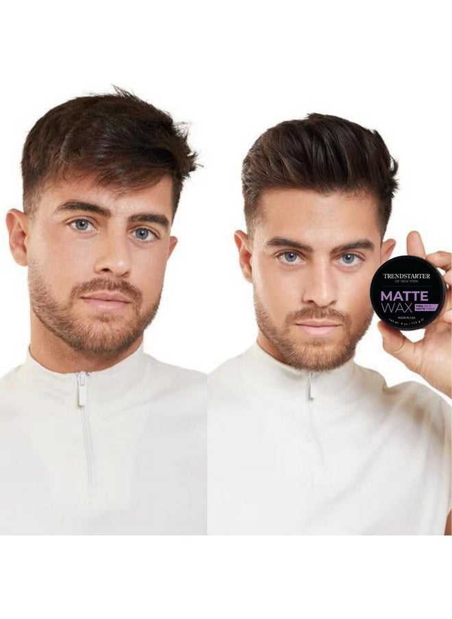 TRENDSTARTER - MATTE WAX (4oz) - Firm Hold - Matte Finish - Premium Water Based All-Day Hold Hair Styling Pomade - Flake-Free Styling Wax for All Hair Types