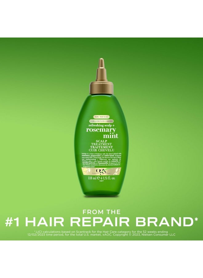 OGX Extra Strength Refreshing Scalp + Rosemary Mint Scalp Treatment, Refreshing Scalp Treatment to Help Remove Scalp Buildup, Minty Leave-In Dry Scalp Treatment for Shiny Hair, 4 fl. Oz