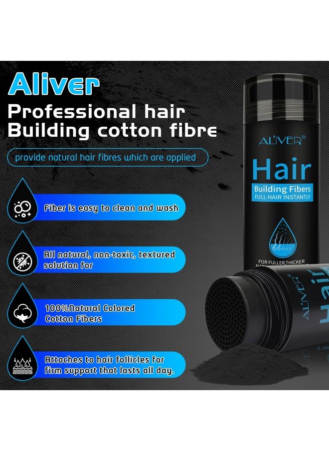 ALIVER Hair Fibers for Thinning Hair for Women & Men, Extra Spray Applicator, Black, 27.5 Gr Hair Powder Bald Spot Cover Up, Instantly Hair Filler, Undetected & Natural