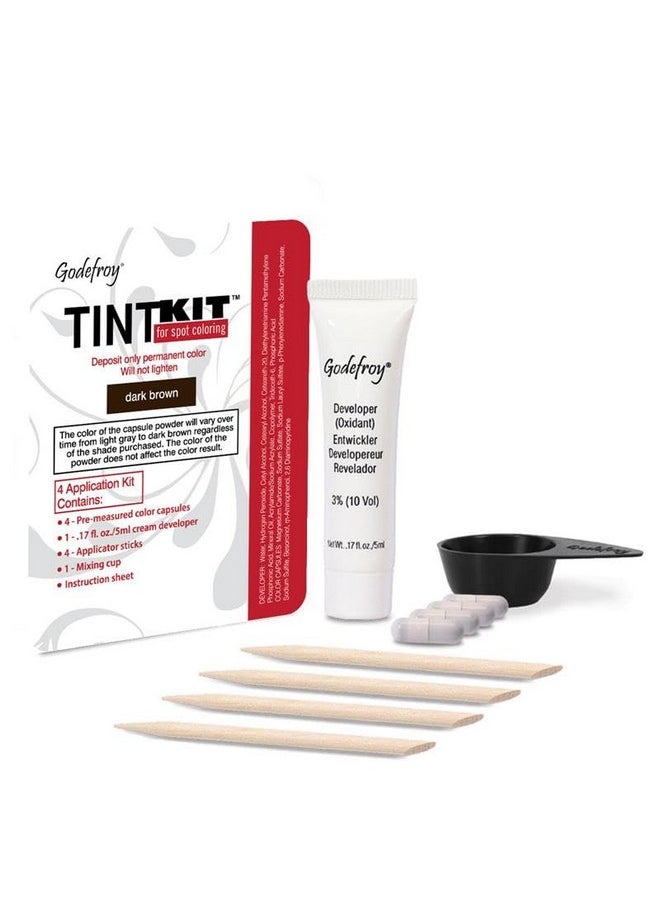 Godefroy Hair Color Kit for Spot Coloring, Covers Up Gray Hairs, Dark Brown, 4-Application Kit, Pack of 1