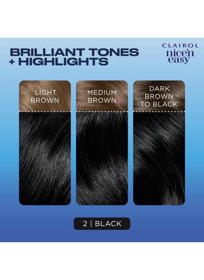 Clairol Nice'n Easy Permanent Hair Dye, 2 Black Hair Color, Pack of 3