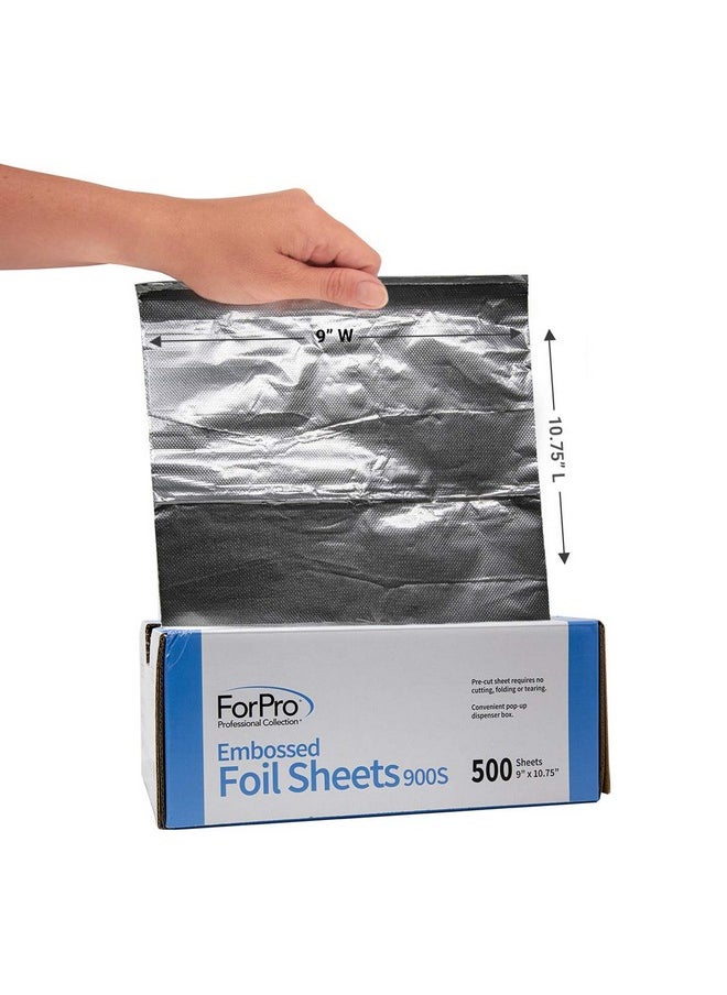 ForPro Professional Collection Embossed Foil Sheets 900S, Aluminum Foil, PopUp Dispenser for Hair Color Application and Highlighting, Food Safe, 9” W x 10.75” L, 500 Count