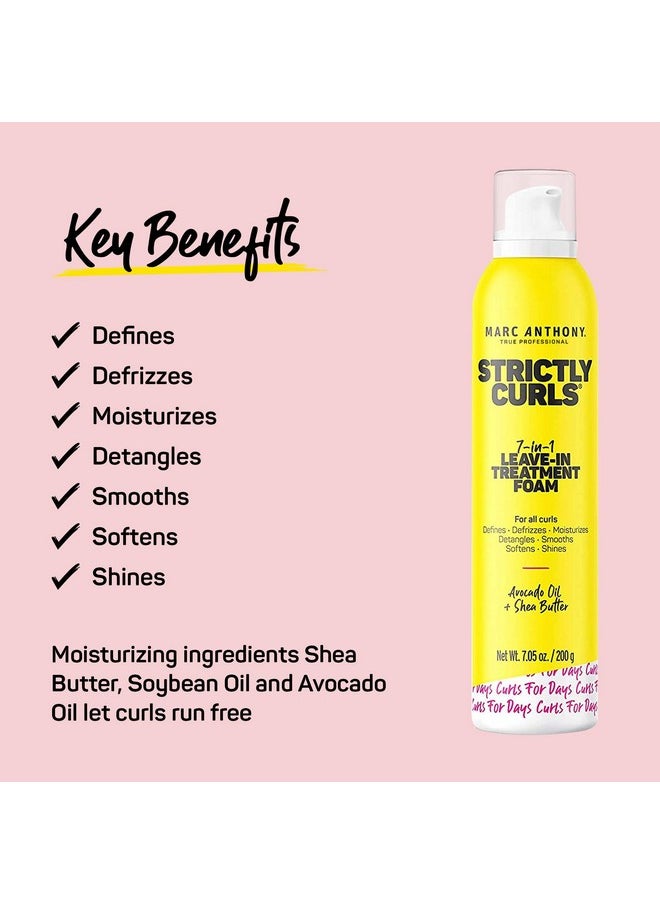Marc Anthony Leave In Hair Treatment, Strictly Curls - 7-In-1 Treatment Foam for Curly Hair Defines, Defrizzes, Moisturizes, Detangles, Softens & Shines with Avocado Oil & Shea Butter - 7.1 Ounce