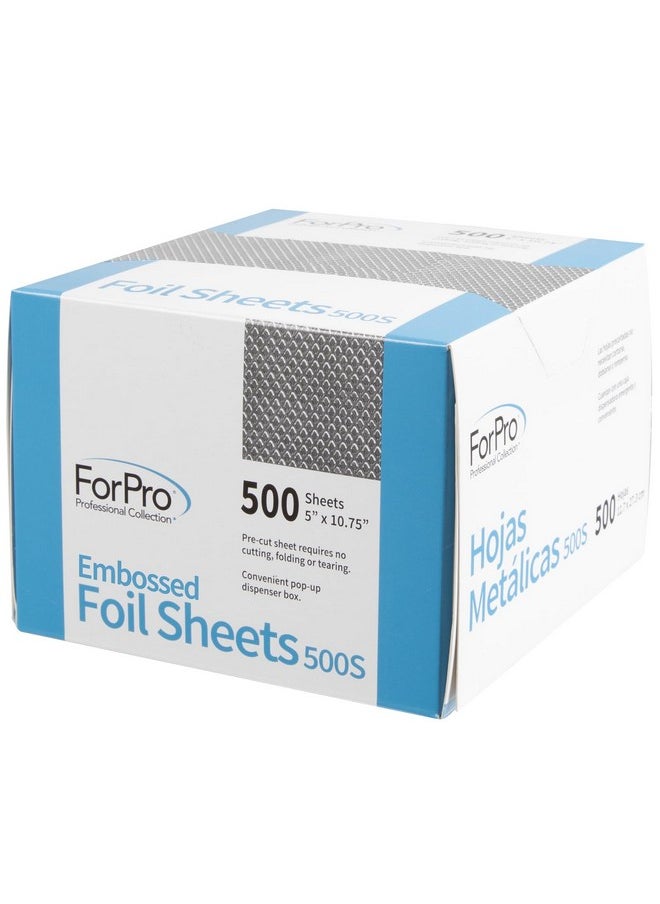 ForPro Professional Collection Embossed Foil Sheets 500S, Aluminum Foil, Pop-Up Dispenser, for Hair Color Application and Highlighting Services, Food Safe, 5” W x 10.75” L, 500 Count