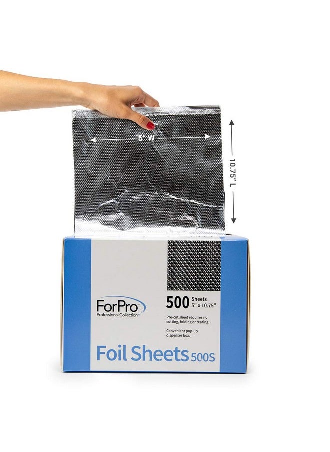 ForPro Professional Collection Embossed Foil Sheets 500S, Aluminum Foil, Pop-Up Dispenser, for Hair Color Application and Highlighting Services, Food Safe, 5” W x 10.75” L, 500 Count