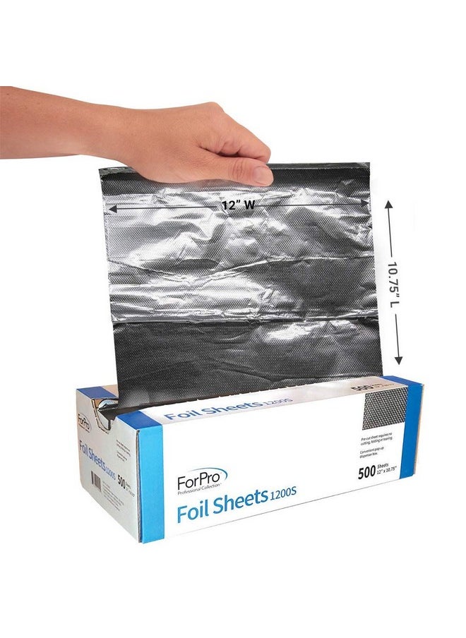 ForPro Professional Collection Embossed Foil Sheets 1200S, Aluminum Foil, Pop-Up Dispenser, for Hair Color Application and Highlighting Services, Food Safe, 12” W x 10.75” L, 500-Count