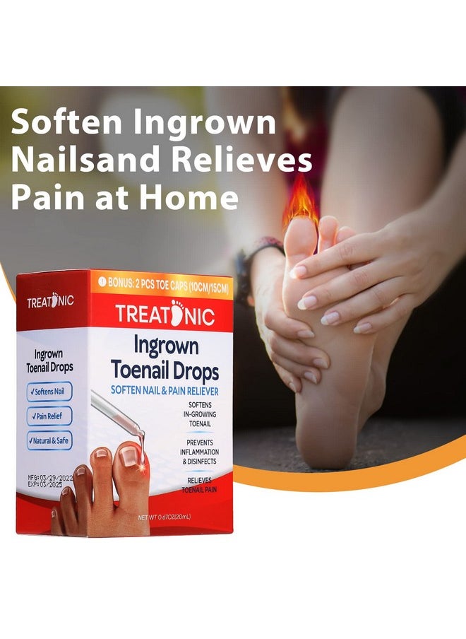 Treatonic Ingrown Toenail Treatment - Ingrown Toenail Pain Reliever and Softener Kit for Easy Trimming with Silicone Gel Toe Caps