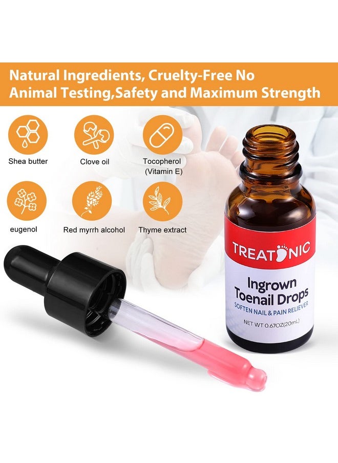Treatonic Ingrown Toenail Treatment - Ingrown Toenail Pain Reliever and Softener Kit for Easy Trimming with Silicone Gel Toe Caps