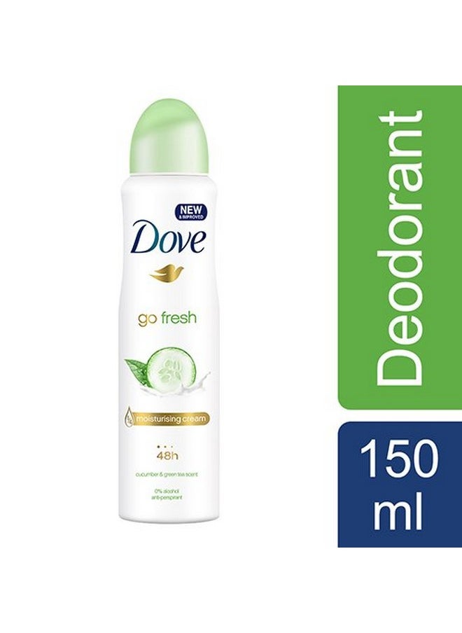 Dove Antiperspirant 48 Hours Body Spray, Go Fresh Cucumber & Green Tea Deodorant,150 ML / 5 Fl.Oz