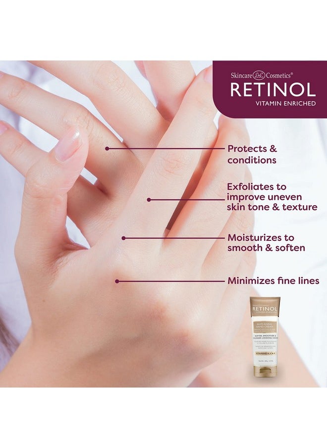 Retinol Anti-Aging Hand Cream - The Original Brand For Younger Looking Hands -Rich, Velvety Hand Cream Conditions & Protects Skin, Nails & Cuticles - Vitamin A Minimizes Age’s Effect on Skin