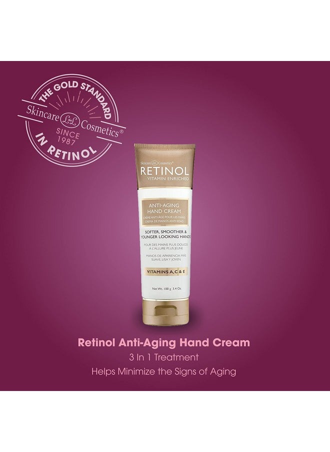 Retinol Anti-Aging Hand Cream - The Original Brand For Younger Looking Hands -Rich, Velvety Hand Cream Conditions & Protects Skin, Nails & Cuticles - Vitamin A Minimizes Age’s Effect on Skin