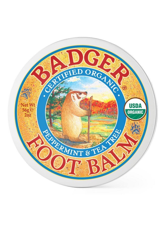 Badger Foot Balm, Organic Tea Tree & Olive Oil Foot Care for Dry Cracked Heels, Cracked Heel Repair for Dry Cracked Feet, Foot Cream Heel Balm, 2 oz