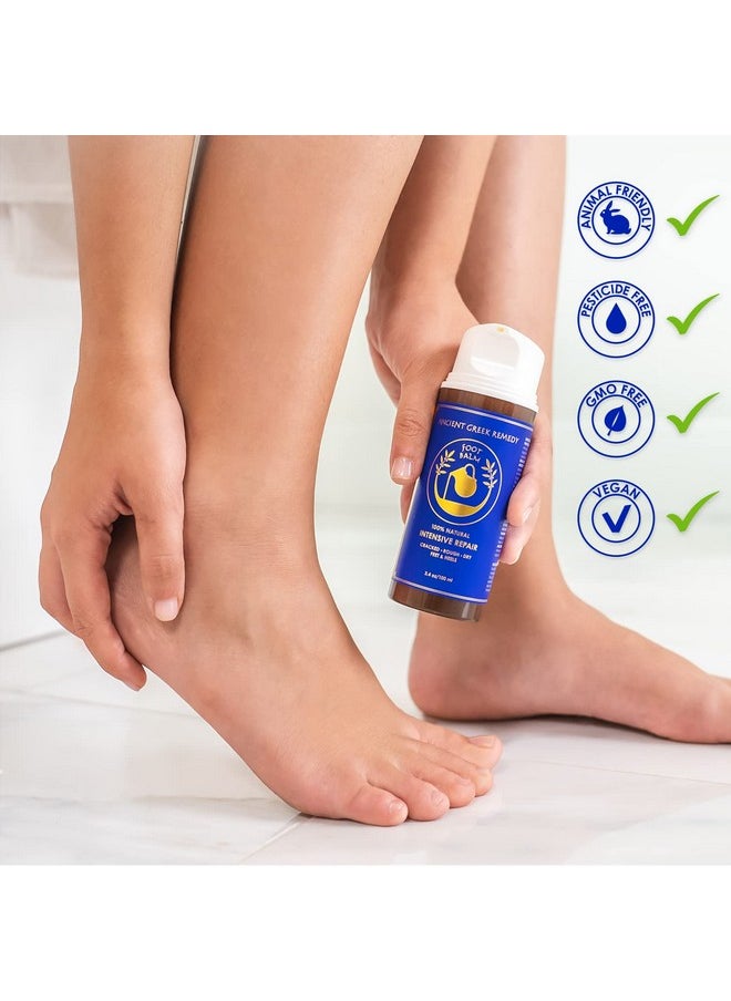 Ancient Greek Remedy Organic Foot Balm for Dry Cracked Feet and Heels, Made of Olive, Almond, Jojoba, Lavender and Vitamin E Oil. Natural Cream Moisturizer for Dry Skin Care for Women, Men