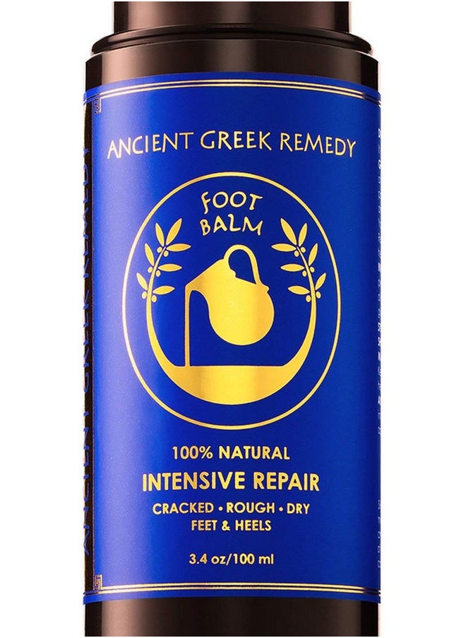 Ancient Greek Remedy Organic Foot Balm for Dry Cracked Feet and Heels, Made of Olive, Almond, Jojoba, Lavender and Vitamin E Oil. Natural Cream Moisturizer for Dry Skin Care for Women, Men