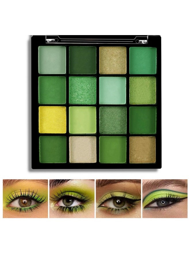 Boobeen Colorful Eyeshadow Palette Makeup-16 Colors, Matte and Glitter Eyeshadow, Bright Eyeshadow palettes, Blendable, Easy to Build Dramatic Glamour Looks (Green)