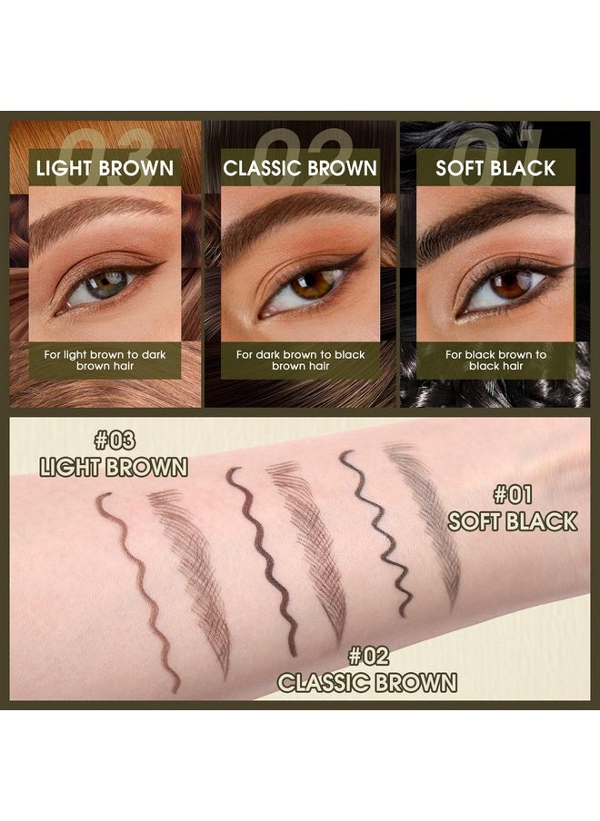 UCANBE Eyebrow Pen, Dual-Ended Eyebrow Pencil with 4-Fork-Tip & Gel Eyeliner for Women, Eye Brow Pen with Gel Eyeliner Pencil, Microblading Eyebrow Pencils with Hair Like Strokes, Light Brown