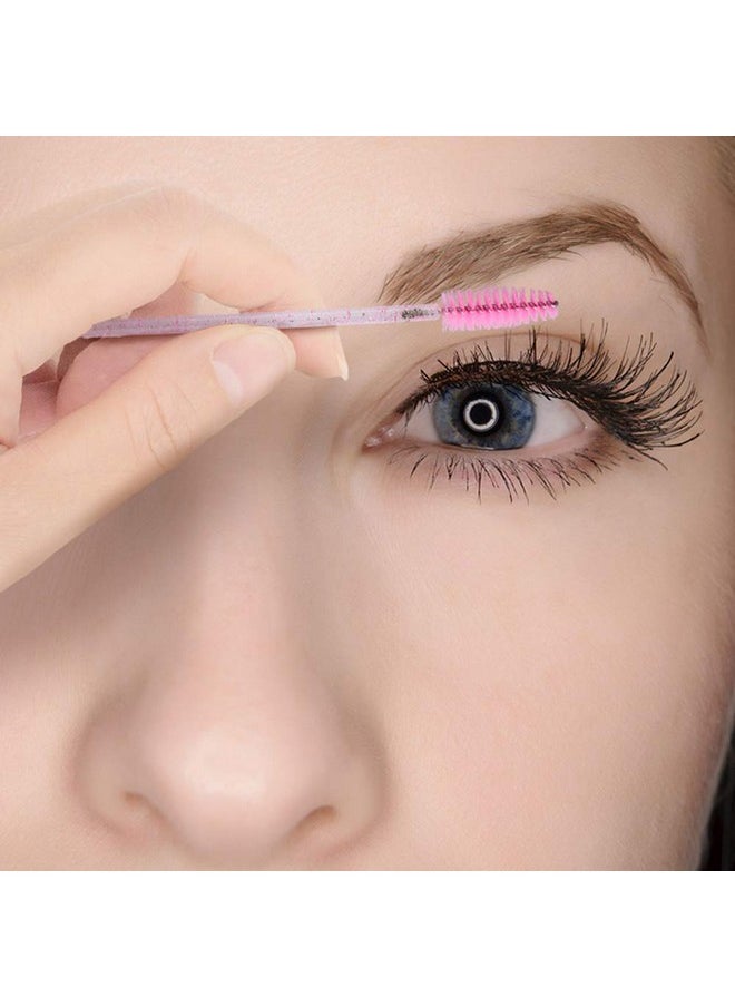 G2PLUS 300PCS Crystal Eyelash Brushes, Pink Disposable Mascara Wands Makeup Applicator, Adjustable Lash Spoolies for Eyelash Extensions and Eyebrow Brush