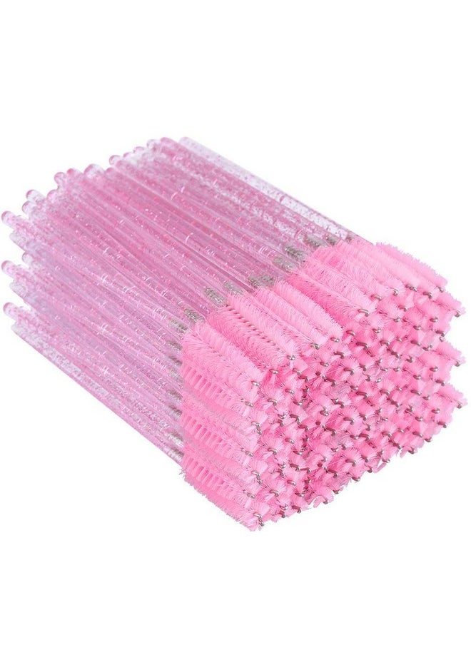 G2PLUS 300PCS Crystal Eyelash Brushes, Pink Disposable Mascara Wands Makeup Applicator, Adjustable Lash Spoolies for Eyelash Extensions and Eyebrow Brush