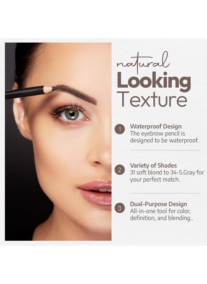 Sorme Natural Definitive Waterproof Eyebrow Pencil 0.04 oz | Smudgeproof Soft Blonde Eye Brow Pencil | Dual Purpose Brow Pencil and Brush Combo | High Definition Waterproof Eyebrow Makeup