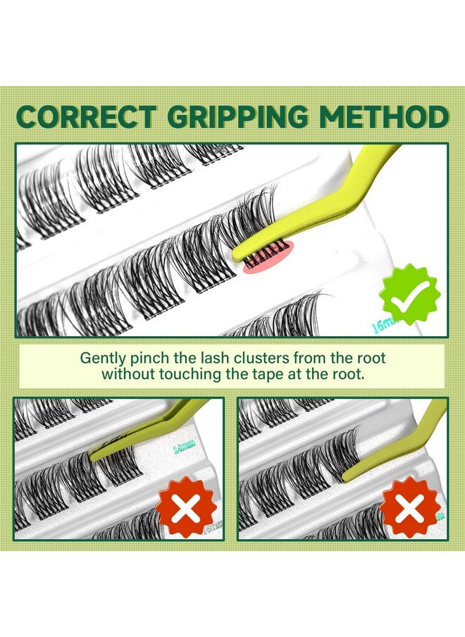 Self Adhesive Eyelashes 32pcs Lash Clusters Press On Lashes KEYYOU Pre Glued Eyelash Clusters No Glue No Remover Needed Easy to Apply Save Time(PB02,D-10-16MIX)