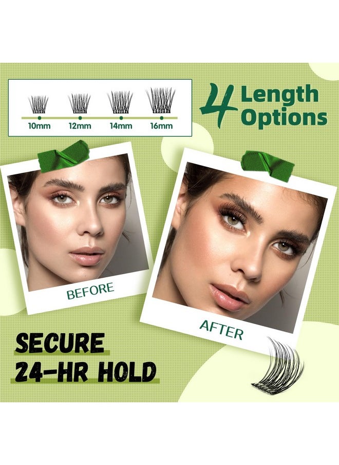 Self Adhesive Eyelashes 32pcs Lash Clusters Press On Lashes KEYYOU Pre Glued Eyelash Clusters No Glue No Remover Needed Easy to Apply Save Time(PB02,D-10-16MIX)