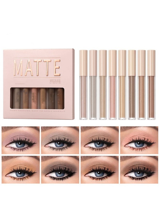 MAEPEOR Matte Liquid Eyeshadow 8 Colors Neutral Naked Smooth Creamy Eyeshadow Lightweight High-pigmented and Waterproof Long Lasting Eyeshadow (Matte Naked, 8Colors Set 1)