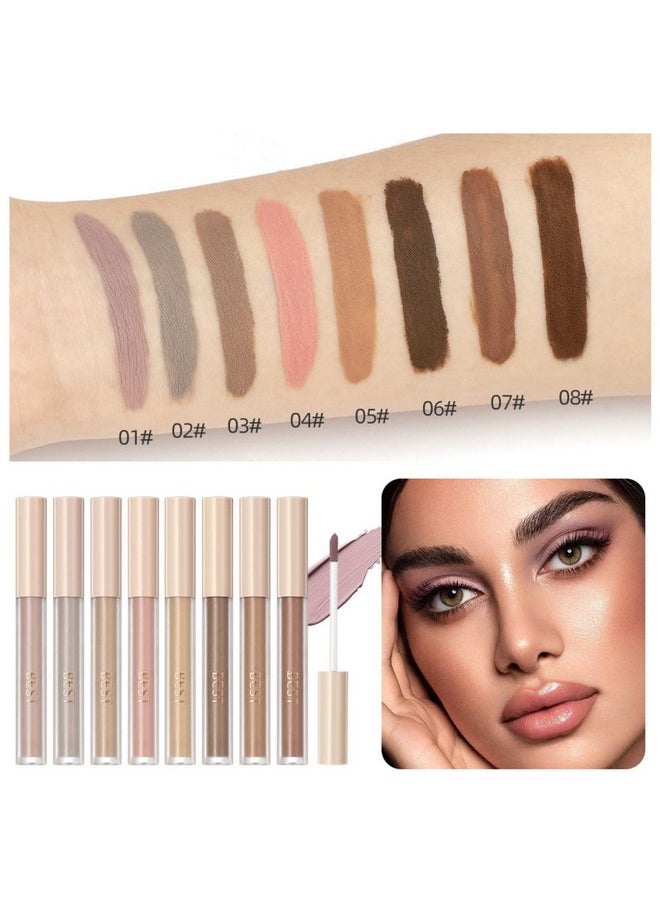 MAEPEOR Matte Liquid Eyeshadow 8 Colors Neutral Naked Smooth Creamy Eyeshadow Lightweight High-pigmented and Waterproof Long Lasting Eyeshadow (Matte Naked, 8Colors Set 1)