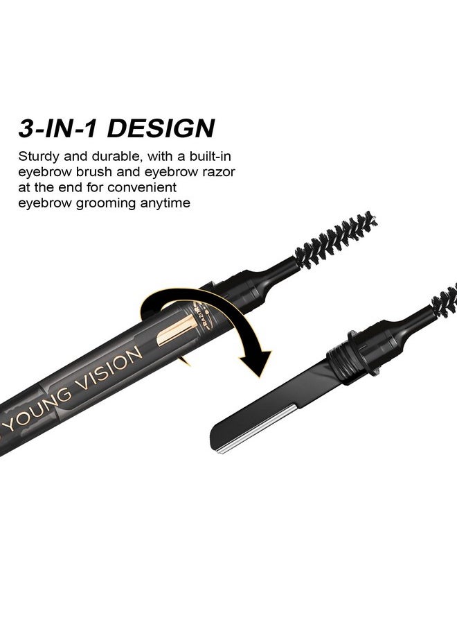 YOUNG VISION 3-in-1 Eyebrow Pencil, Eye Brow Pen, Brush and Razor Trio, Micro-Fine + Define Eyebrow Shades, Easy To Use, Long Lasting and Waterproof
